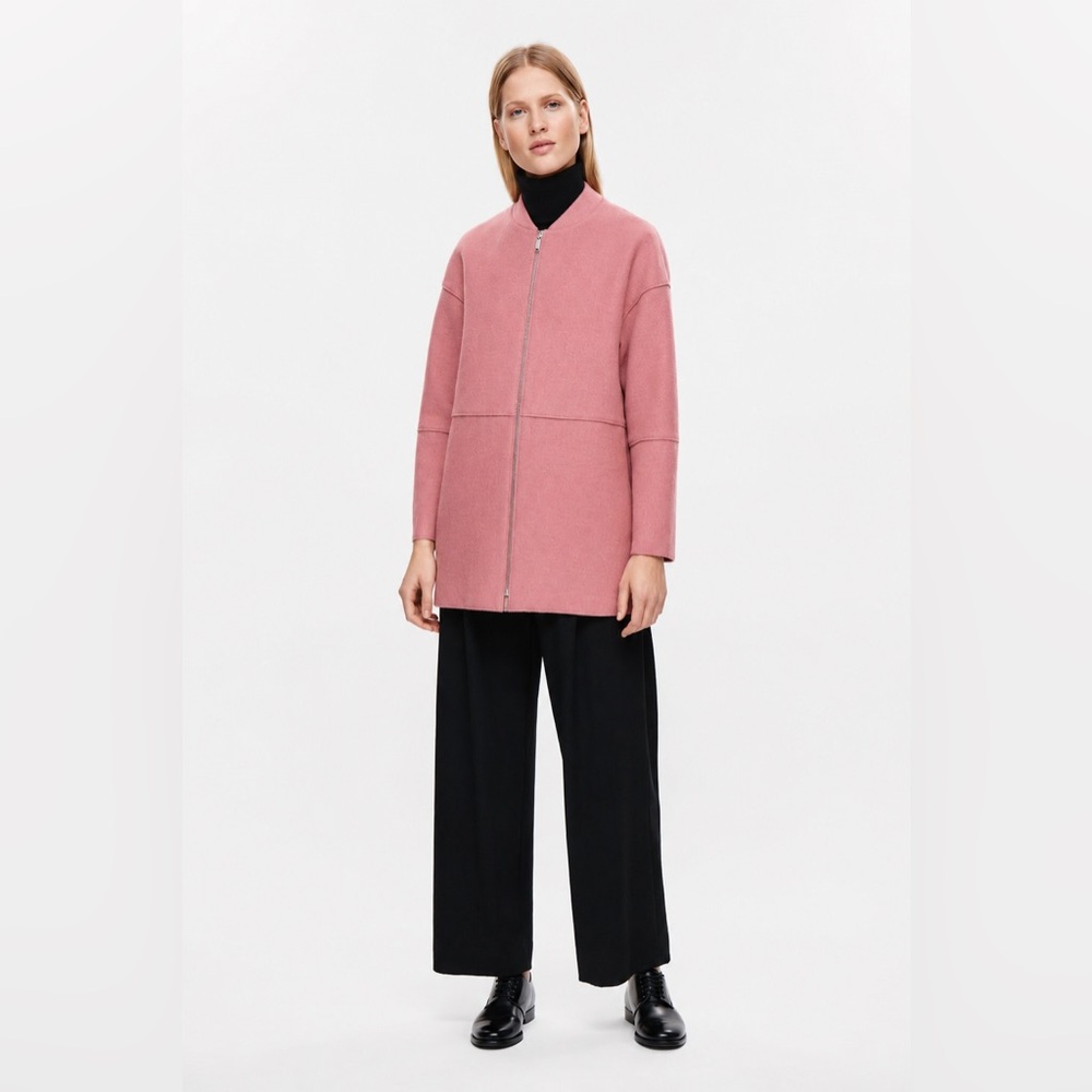 COS Felted Wool Jacket – Minimalist Dusty Pink Coat, Oversized Fit